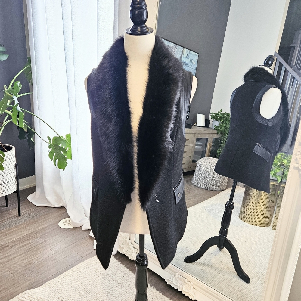 F21 fur and leather vest